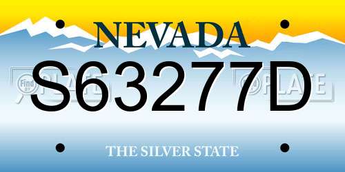 S63277D Nevada License Plate