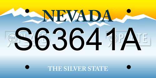 S63641A Nevada License Plate