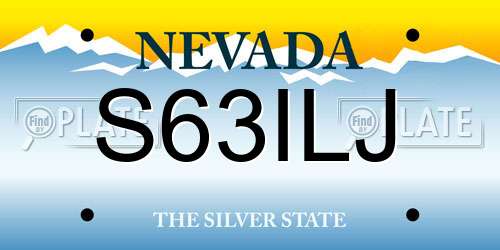S63ILJ Nevada License Plate