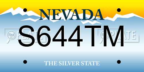 S644TM Nevada License Plate