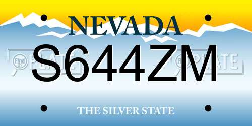 S644ZM Nevada License Plate