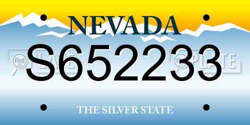 S652233 Nevada License Plate