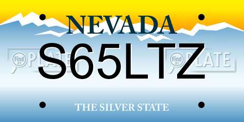 S65LTZ Nevada License Plate