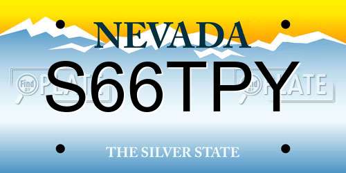 S66TPY Nevada License Plate