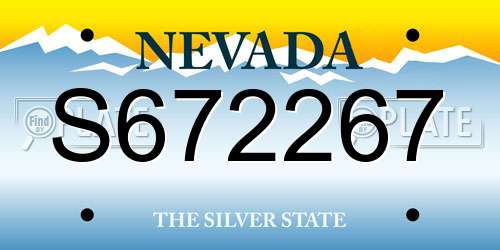 S672267 Nevada License Plate