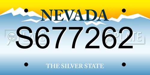 S677262 Nevada License Plate