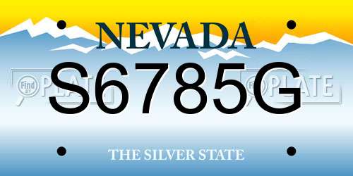 S6785G Nevada License Plate