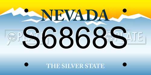 S6868S Nevada License Plate