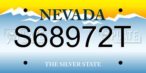 S68972T Nevada License Plate