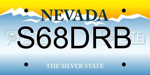 S68DRB Nevada License Plate