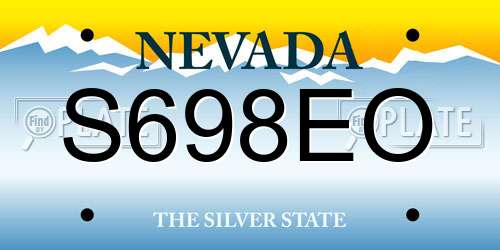 S698EO Nevada License Plate