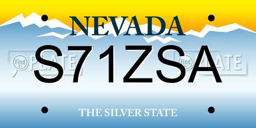 S71ZSA Nevada License Plate