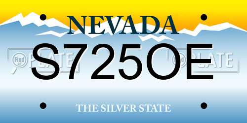 S725OE Nevada License Plate