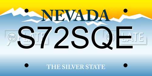 S72SQE Nevada License Plate