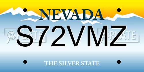 S72VMZ Nevada License Plate