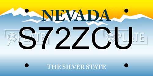 S72ZCU Nevada License Plate