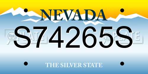 S74265S Nevada License Plate