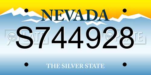 S744928 Nevada License Plate