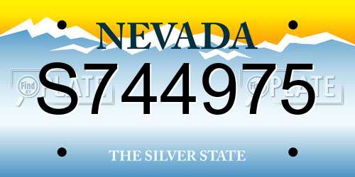 S744975 Nevada License Plate