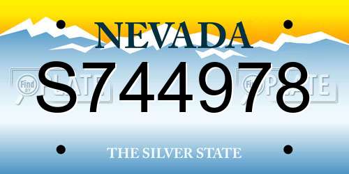 S744978 Nevada License Plate