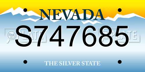 S747685 Nevada License Plate