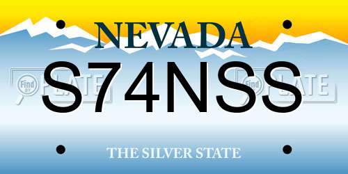 S74NSS Nevada License Plate
