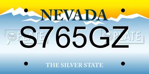 S765GZ Nevada License Plate