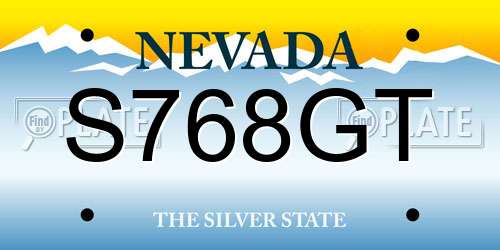 S768GT Nevada License Plate
