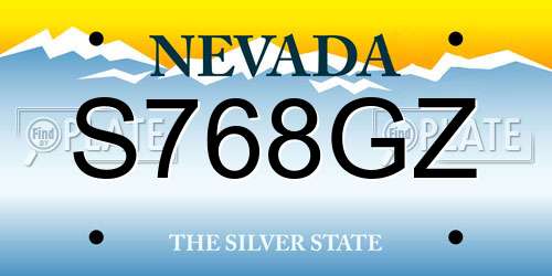 S768GZ Nevada License Plate