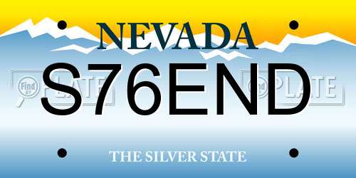 S76END Nevada License Plate