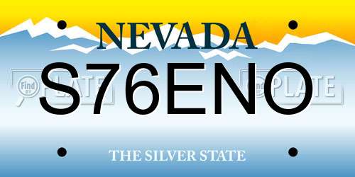 S76ENO Nevada License Plate