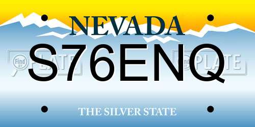 S76ENQ Nevada License Plate