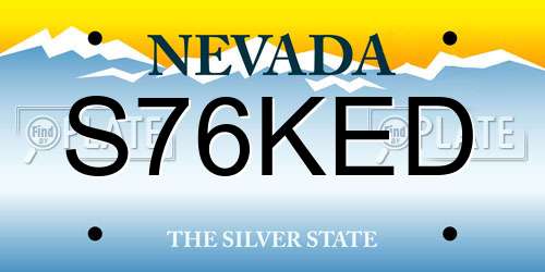 S76KED Nevada License Plate