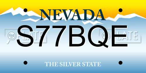 S77BQE Nevada License Plate