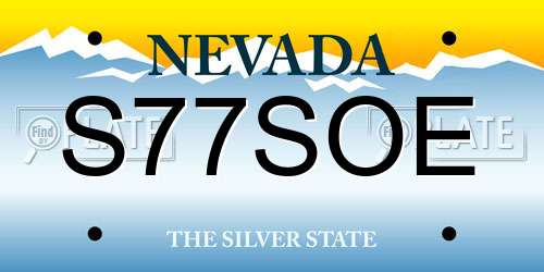 S77SOE Nevada License Plate