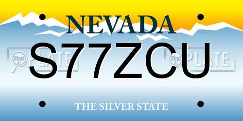 S77ZCU Nevada License Plate