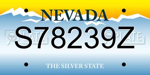 S78239Z Nevada License Plate