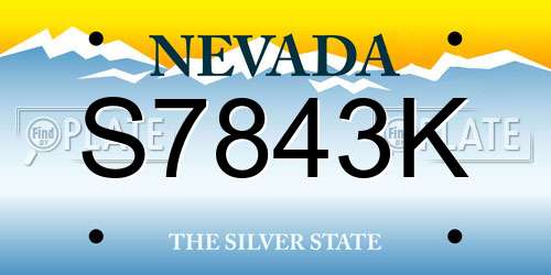 S7843K Nevada License Plate