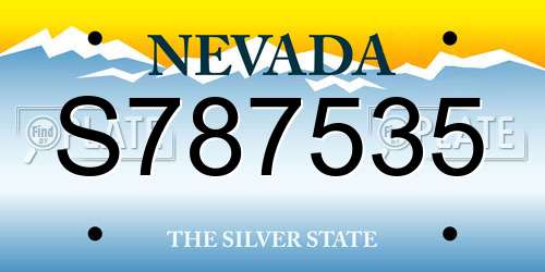 S787535 Nevada License Plate