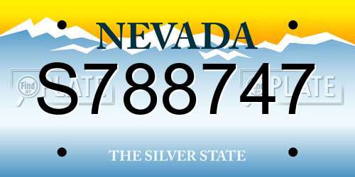 S788747 Nevada License Plate