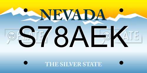 S78AEK Nevada License Plate