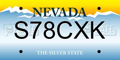 S78CXK Nevada License Plate