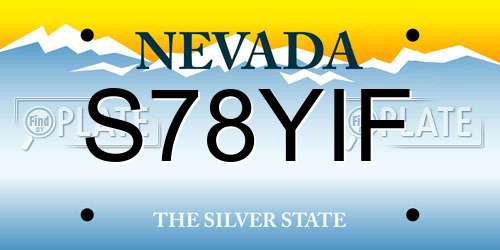 S78YIF Nevada License Plate