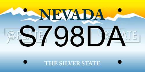 S798DA Nevada License Plate