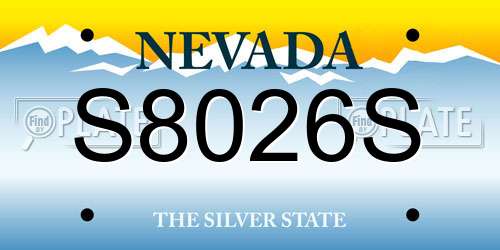 S8026S Nevada License Plate