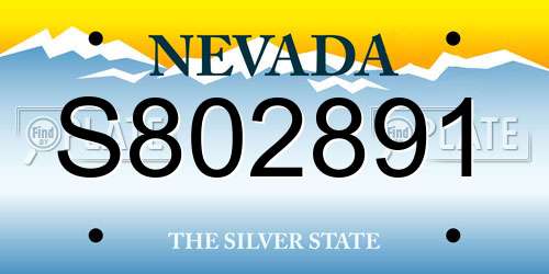 S802891 Nevada License Plate