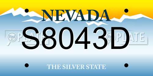 S8043D Nevada License Plate