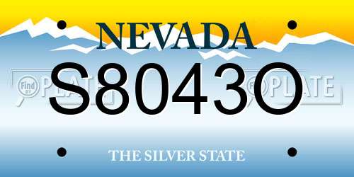 S8043O Nevada License Plate