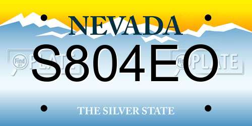 S804EO Nevada License Plate