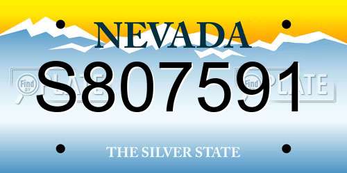 S807591 Nevada License Plate